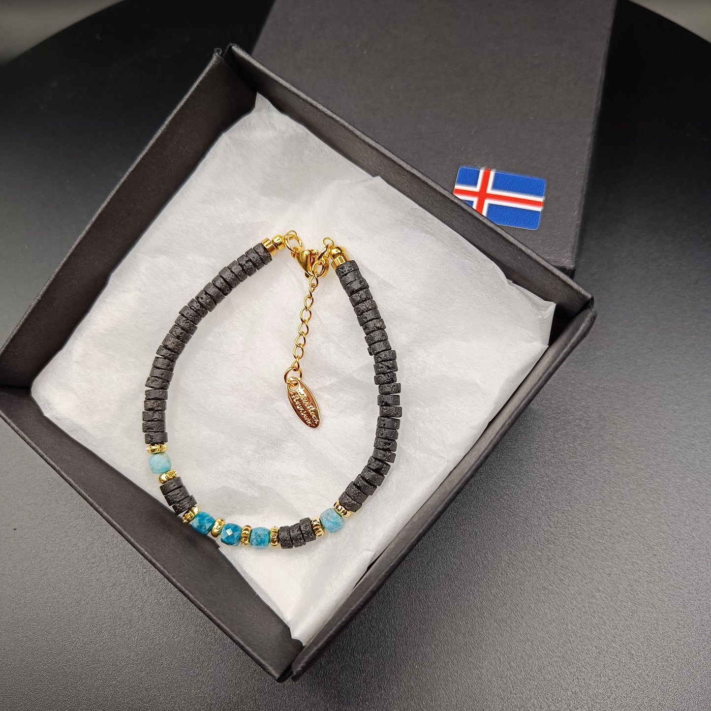 Apatít og Hraunsteina Armband
